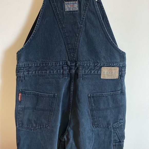 VTG Y2K Union Bay Denim Overalls Large Black Faded 90s 00s Jumper Cottagecore - Picture 9 of 16